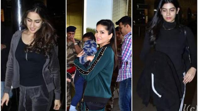 Sara, Sunny, Khushi rock the athleisure style at the airport(Viral Bhayani/Instagram)
