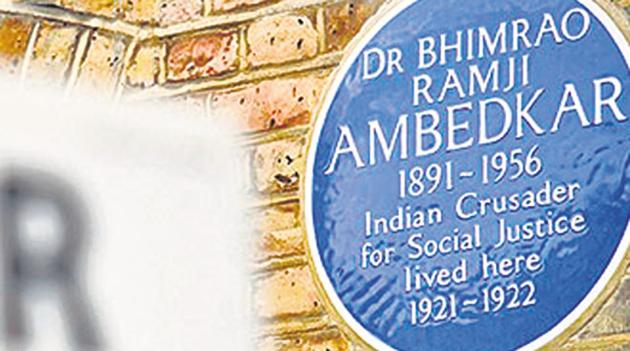 The house in London where Dr BR Ambedkar lived as a student has a commemorative plaque marking his years in the UK.(HT Photo) The house in London where Dr BR Ambedkar lived as a student has a commemorative plaque marking his years in the UK.(HT Photo)