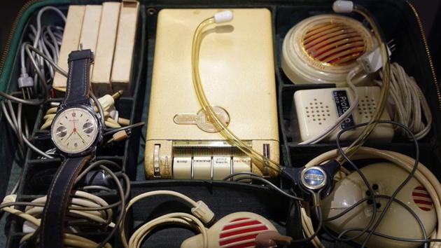 A miniature wire recorder on display at The KGB Spy Museum. For Urbaitis, the source of fascination lies firmly in the past, and he has little interest in documenting modern-day spy techniques -- often relying on everyday connected objects. “The iPhone is the best spy. Our computers are the best spies,” he says. “Now we are giving information ourselves. It’s easier for the agents.” (Timothy A. Clary / AFP)