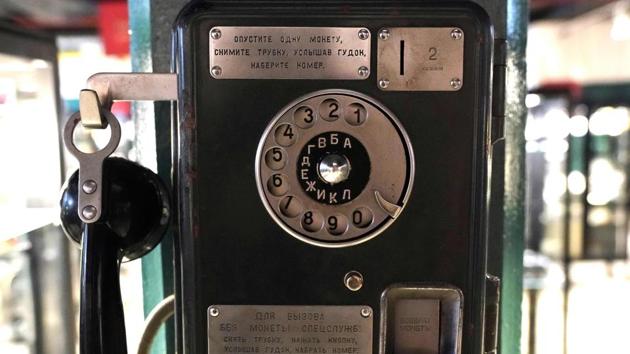 A payphone used by KGB agents on display. While the Soviet Union is long gone, and the technology has evolved beyond recognition, allegations of espionage dirty tricks continue to swirl around modern-day Russia and its leader Vladimir Putin -- a former head of the FSB, the main successor to the notorious KGB. (Timothy A. Clary / AFP)