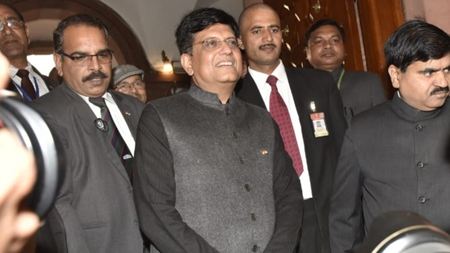 In his budget speech, Piyush Goyal said the fiscal deficit for the current financial year is expected to be 3.4 per cent of GDP. The fiscal deficit for the financial year 2018-19 was pegged at 3.3 per cent.(Ajay Agarwal/HT Photo)