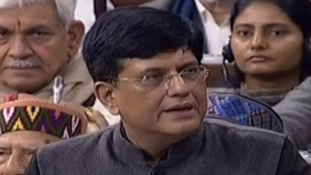 Finance Minister Piyush Goyal during his budget speech in the Lok Sabha on Friday.(Photo: Twitter/@ANI)