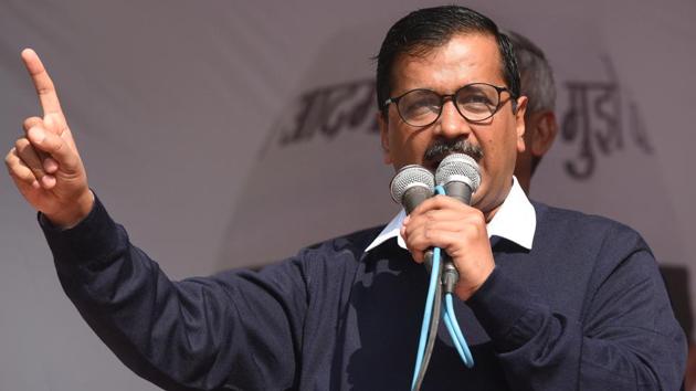 Aam Admi Party (AAP) National convener Arvind Kejriwal addresses the party workers during the party's 6th Foundation Day celebrations at party office in New Delhi, India, on Monday, November 26, 2018. (Photo by Mohd Zakir/ Hindustan Times) (Mohd Zakir/HT FILE PHOTO) Aam Admi Party (AAP) National convener Arvind Kejriwal addresses the party workers during the party's 6th Foundation Day celebrations at party office in New Delhi, India, on Monday, November 26, 2018. (Photo by Mohd Zakir/ Hindustan Times) (Mohd Zakir/HT FILE PHOTO)