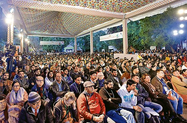 The attentive audience at the final debate at JLF 2019 on whether liberalism stifles debate.(Amal KS/HT PHOTO)