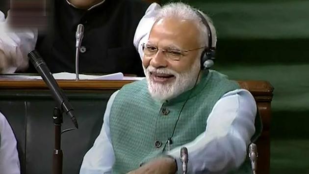 PM Narendra Modi cheers as FM Piyush Goyal presents the interim Budget 2019-20 during the Budget Session at Lok Sabha. (PTI photo) PM Narendra Modi cheers as FM Piyush Goyal presents the interim Budget 2019-20 during the Budget Session at Lok Sabha. (PTI photo)