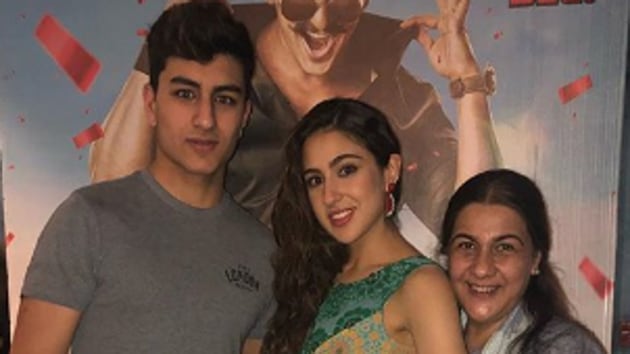 Sara Ali Khan with mother Amrita Singh and brother Ibrahim Ali Khan.