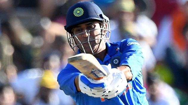 MS Dhoni plays a shot during the second one-day international (ODI) match between New Zealand and India.(AFP)