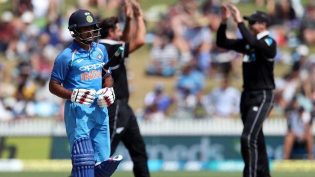 Ambati Rayudu (L) is dismissed during the fourth one-day international match between New Zealand and India.(AFP) Ambati Rayudu (L) is dismissed during the fourth one-day international match between New Zealand and India.(AFP)