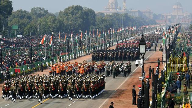 An Indian army contingents marches during the Republic Day parade in New Delhi on January 26.(AFP) An Indian army contingents marches during the Republic Day parade in New Delhi on January 26.(AFP)