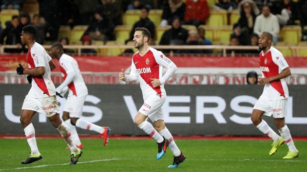 Monaco's Cesc Fabregas celebrates scoring their second goal(REUTERS)
