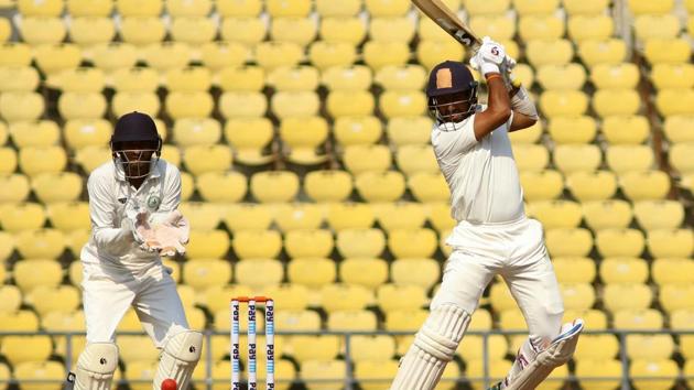 Cheteshwar Pujara in action against Vidarbha.(ANI)