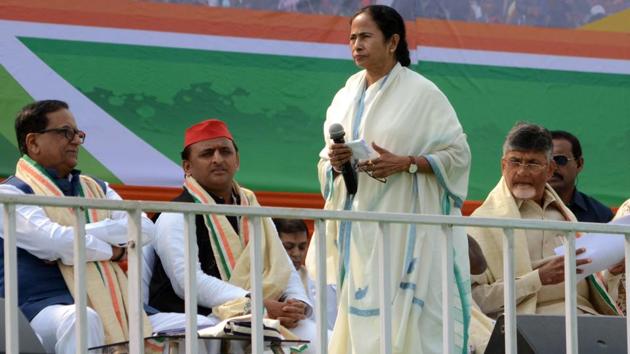 West Bengal chief minister Mamata Banerjee with Opposition leaders at TMC led 'United India' rally in Kolkata. (ANI file photo) West Bengal chief minister Mamata Banerjee with Opposition leaders at TMC led 'United India' rally in Kolkata. (ANI file photo)