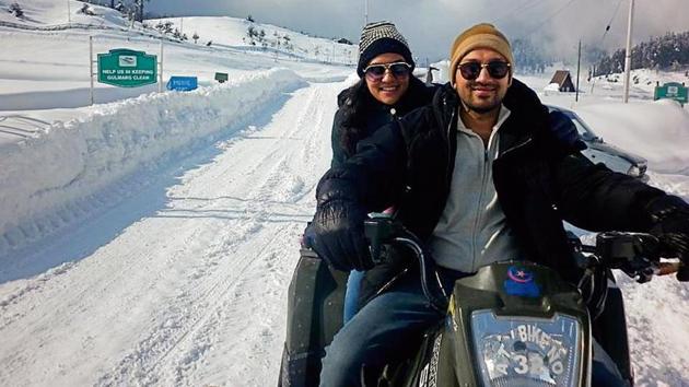 A couple enjoys snow-biking in Gulmarg. It took frequent spells of snow in January this year to bring large number of foreign tourists to Kashmir amid militancy. (HT Photo) A couple enjoys snow-biking in Gulmarg. It took frequent spells of snow in January this year to bring large number of foreign tourists to Kashmir amid militancy. (HT Photo)