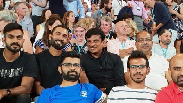 NCA COO Tufan Ghosh (top right) watches the Australian Open with members of the Indian team (Hindustan Times) NCA COO Tufan Ghosh (top right) watches the Australian Open with members of the Indian team (Hindustan Times)