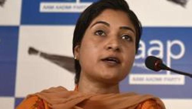 Lamba said she had been removed from the WhatsApp groups, AAP denied it. (Saumya Khandelwal/HT Photo) Lamba said she had been removed from the WhatsApp groups, AAP denied it. (Saumya Khandelwal/HT Photo)