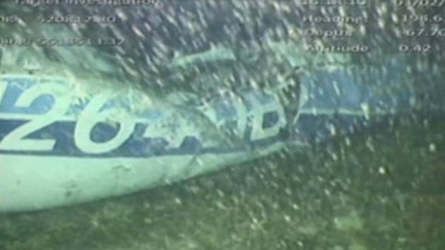 The wreckage of the missing aircraft carrying soccer player Emiliano Sala is seen on the seabed near Guernsey, in this still image taken from video taken February 3.(REUTERS)