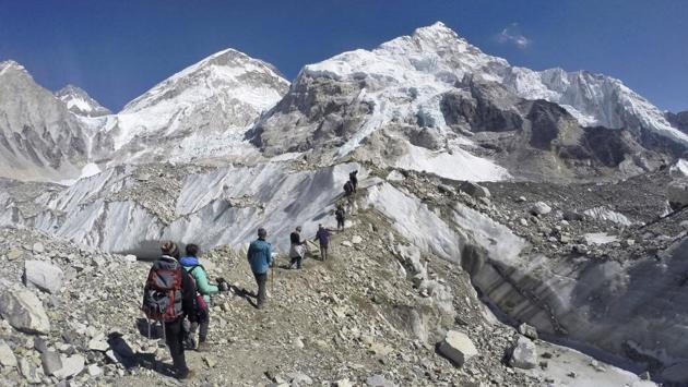 A new assessment of the Hindu-Kush Himalaya region shows a 1.5°C rise in global temperature over pre-industrial levels will spell doom for the region’s fragile ecology. Such degree of warming is likely to lead to melting or severe retreat of one-third of the region’s glaciers, the study commissioned by Kathmandu-based International Centre for Integrated Mountain Development said. (Tashi Sherpa / AP File) A new assessment of the Hindu-Kush Himalaya region shows a 1.5°C rise in global temperature over pre-industrial levels will spell doom for the region’s fragile ecology. Such degree of warming is likely to lead to melting or severe retreat of one-third of the region’s glaciers, the study commissioned by Kathmandu-based International Centre for Integrated Mountain Development said. (Tashi Sherpa / AP File)