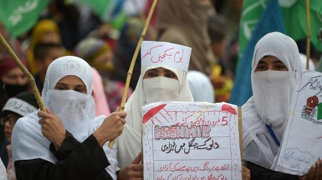 A protest rally being held in Islamabad on Tuesday to mark Kashmir Solidarity Day.(AFP File Photo)