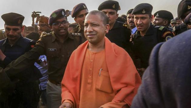 After being denied permission to land his chopper in West Bengal, Uttar Pradesh Chief Minister Yogi Adityanath travelled to West Bengal’s Purulia district by road to address a public rally. In his address, he criticised West Bengal chief minister Mamata Banerjee for carrying out an ‘undemocratic regime’ in the state and praised the Modi government. (PTI) After being denied permission to land his chopper in West Bengal, Uttar Pradesh Chief Minister Yogi Adityanath travelled to West Bengal’s Purulia district by road to address a public rally. In his address, he criticised West Bengal chief minister Mamata Banerjee for carrying out an ‘undemocratic regime’ in the state and praised the Modi government. (PTI)