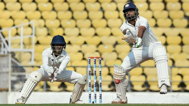 Saurashtra captain Jaydev Unadkat plays a shot on Day 3 of the Ranji Trophy final. (PTI) Saurashtra captain Jaydev Unadkat plays a shot on Day 3 of the Ranji Trophy final. (PTI)