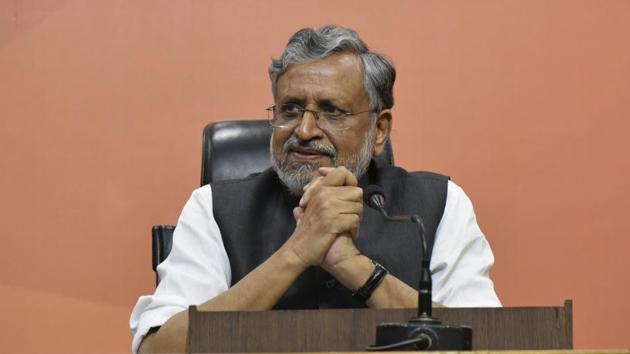Bihar deputy chief minister Sushil Kumar Modi has launched 17 motorised chariots (raths) for BJP’s ‘Bharat Ke Mann Ki Baat, Modi ke Saath’ and the “Sankalp Patra” initiative. The party is hoping to seek suggestions directly from the people to prepare its election manifesto for the 2019 election through the month-long campaign across the country. (Vipin Kumar / HT Archive) 