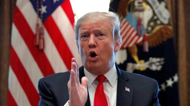 US President Donald Trump speaks during a meeting to "discuss fighting human trafficking on the southern border" in the Cabinet Room of the White House in Washington, U.S., February 1. (REUTERS) US President Donald Trump speaks during a meeting to "discuss fighting human trafficking on the southern border" in the Cabinet Room of the White House in Washington, U.S., February 1. (REUTERS)