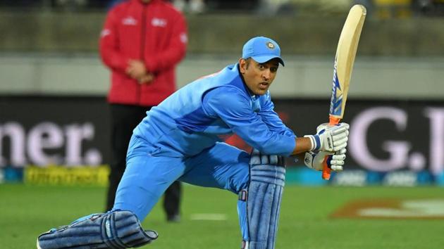 MS Dhoni plays a shot during the first Twenty20 cricket match between New Zealand and India. (AFP)