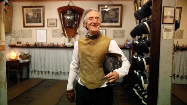 Since 1971, De Pinel has been teaching a finer form of fencing where manners on the mat and courtesy towards fellow fencers are as important as gesture control, balance, flexibility and coordination. (Charles Platiau / REUTERS)