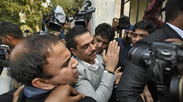 Robert Vadra arrives at Enforcement Directorate office for questioning after the agency summoned him in a money laundering case, in New Delhi, India, on Wednesday, February 6, 2019. (Photo by Burhaan Kinu/ Hindustan Times) (Burhaan Kinu/HT PHOTO) Robert Vadra arrives at Enforcement Directorate office for questioning after the agency summoned him in a money laundering case, in New Delhi, India, on Wednesday, February 6, 2019. (Photo by Burhaan Kinu/ Hindustan Times) (Burhaan Kinu/HT PHOTO)