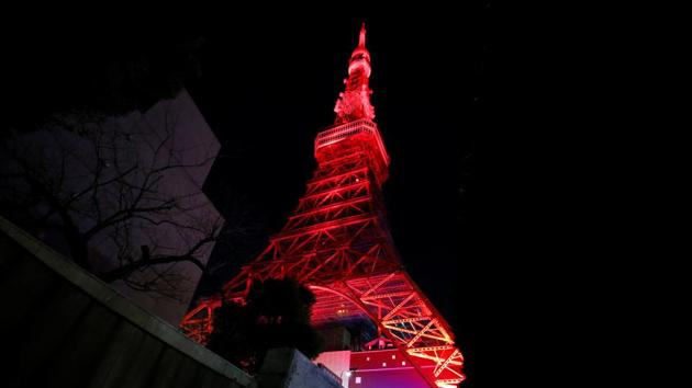 In Japan, the capital’s famous Tokyo Tower turned red in celebration of the New Year -- a first for the city. (Issei Kato / REUTERS) In Japan, the capital’s famous Tokyo Tower turned red in celebration of the New Year -- a first for the city. (Issei Kato / REUTERS)