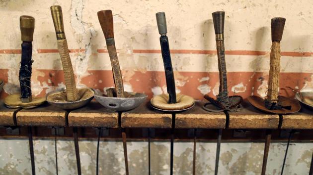 Vintage epees are displayed at the Salle d’Armes Coudurier. The club was established over a century ago in 1886, a full decade before the modern Olympic Games, where fencing is a competitive sport. (Charles Platiau / REUTERS)