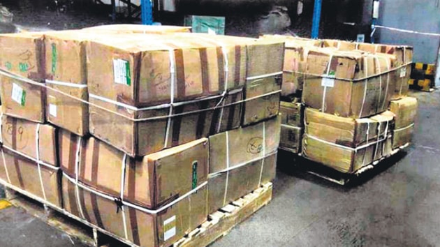 Cartons of dry Khat leaves seized at IGI airport.(Sourced Photo) Cartons of dry Khat leaves seized at IGI airport.(Sourced Photo)