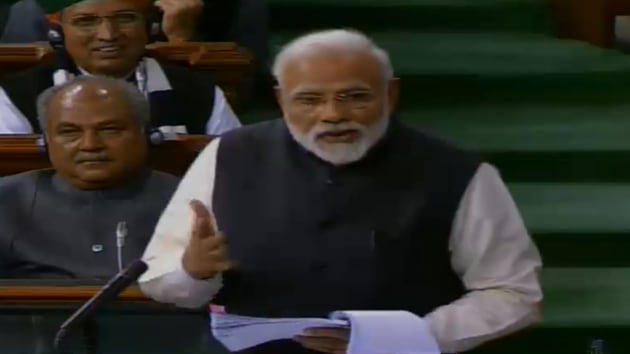 Prime Minister Narendra Modi took potshots at the Congress in Parliament for its relentless criticism on his government.(LSTV)