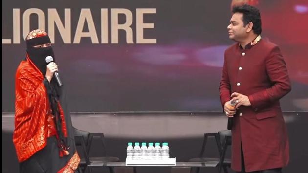 AR Rahman with daughter Khatija Rahman on stage.