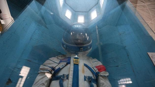 Built in 1891, the Church of Saint Paraskeva houses over 450 exhibits, including a scarlet training parachute belonging to Gagarin, a collection of portraits of him and other personal items of the cosmonaut whose historic 1961 space flight made him a Soviet icon. (Aleksey Filippov / AFP) Built in 1891, the Church of Saint Paraskeva houses over 450 exhibits, including a scarlet training parachute belonging to Gagarin, a collection of portraits of him and other personal items of the cosmonaut whose historic 1961 space flight made him a Soviet icon. (Aleksey Filippov / AFP)