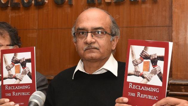 Advocate Prashant Bhushan at an event in New Delhi, on Tuesday, February 5, 2019.(Arvind Yadav/HT PHOTO)