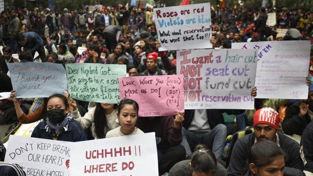 Various student groups joined in the march to show solidarity towards an alleged systematic oppression of marginalised communities by the ruling government. (Burhaan Kinu / HT Photo)