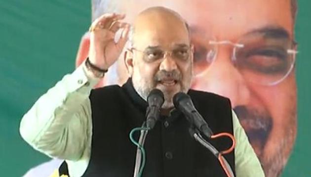 BJP president Amit Shah addressing party workers at Maharajganj in eastern Uttar Pradesh on Friday. (Photo: Twitter/@BJP4India) BJP president Amit Shah addressing party workers at Maharajganj in eastern Uttar Pradesh on Friday. (Photo: Twitter/@BJP4India)