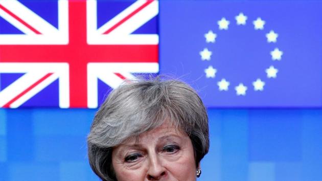 British Prime Minister Theresa May speaks to the press at the European Council headquarters in Brussels, Belgium. (Francois Lenoir / REUTERS)
