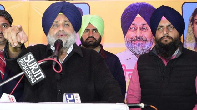 Shiromani Akali Dal president Sukhbir Singh Badal. The party skpped the NDA’s January 31 pre-Budget meeting.(HT File)