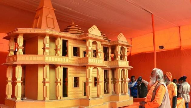 Gandhi would have been appalled by the hatred spread in the name of Ram in the 1980s and 1990s. Do we want a rerun of those years now? (A model for a Ram temple at the Kumbh Mela, 2019(PTI)