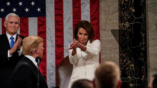 US President Donald Trump delivers the State of the Union address, with Vice President Mike Pence and Speaker of the House Nancy Pelosi, at the Capitol in Washington, DC. (Doug Mills / Pool via REUTERS)