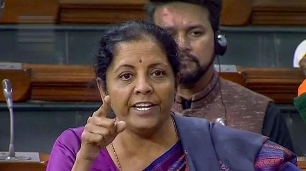 New Delhi: Defence Minister Nirmala Sitharaman speaks in the Lok Sabha during the Budget Session of Parliament, in New Delhi, Friday, Feb. 08, 2019.(PTI)