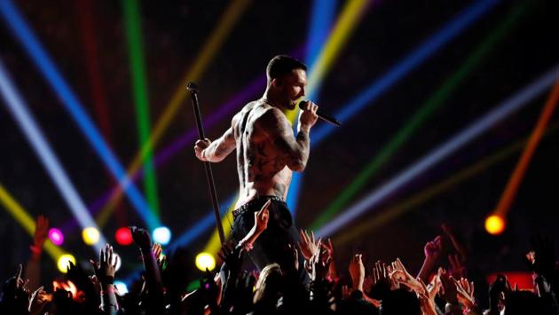 Adam Levine of Maroon 5 performs during the Super Bowl LIII Halftime Show at Mercedes-Benz Stadium, Atlanta, Georgia. (Kevin Lamarque / REUTERS)