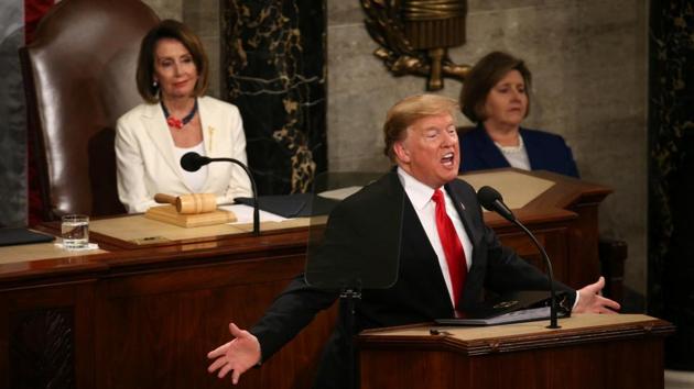 Speaker of the House Nancy Pelosi (D-CA) watches as US President Donald Trump delivers his second State of the Union address to a joint session of the US Congress in the House Chamber of the US Capitol on Capitol Hill in Washington. (Leah Millis / REUTERS)