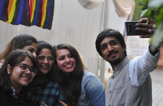 Visitors at Queer Literature Fest in Lucknow.(HT Photo)