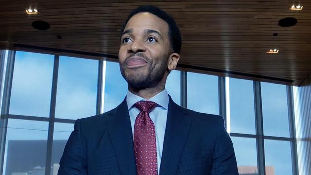 André Holland as Ray Burke in High Flying Bird, directed by Steven Soderbergh.(Photo by Peter Andrews)