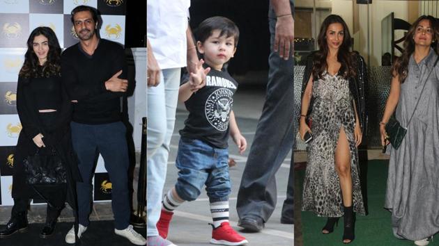 Arjun Rampal with his rumoured girlfriend Gabriella Demetriades, Taimur Ali Kan, Malaika Arora and Amrita Arora spotted in Mumbai.(Varinder Chawla)