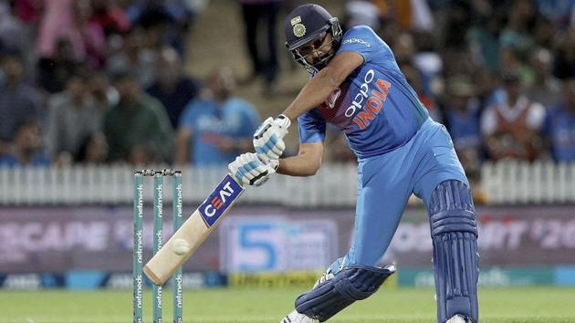 Rohit Sharma bats against New Zealand during their twenty/20 cricket international. (AP)