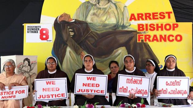 Protesting nuns accuse Bishop Mulakkal of interfering in Jalandhar diocese functioning. (Photo by Vivek Nair / Hindustan Times) (HT Photo) Protesting nuns accuse Bishop Mulakkal of interfering in Jalandhar diocese functioning. (Photo by Vivek Nair / Hindustan Times) (HT Photo)